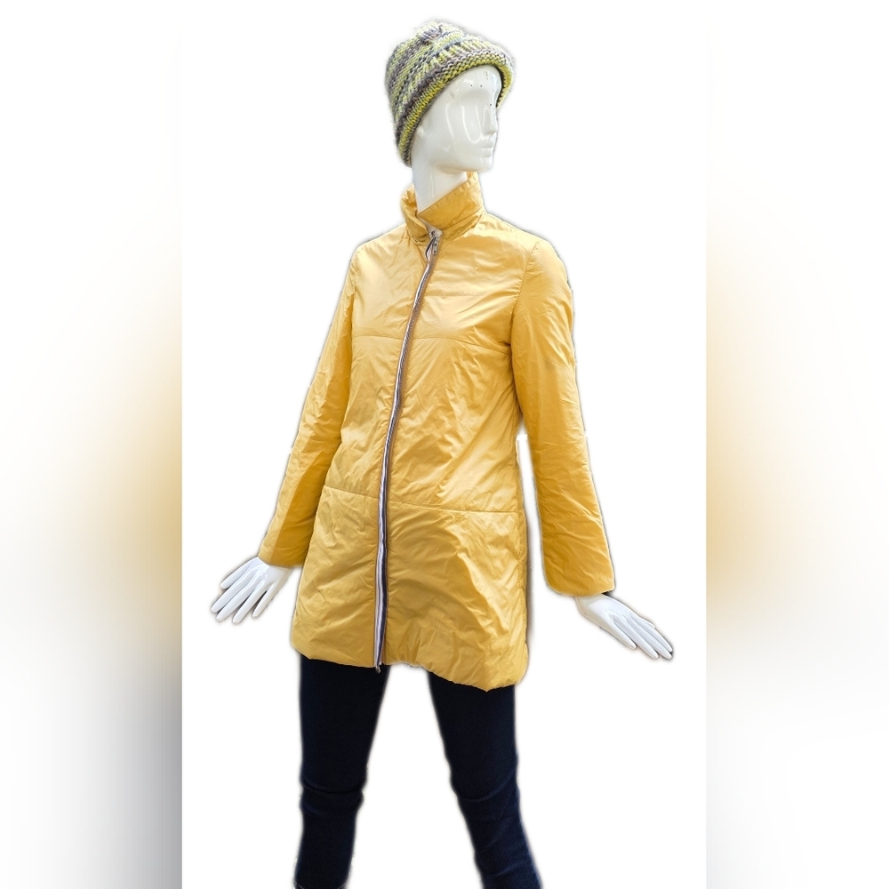 😀😀Cozy bright Yargici Light Quilted Yellow Zip Up Jacket With Pockets Small